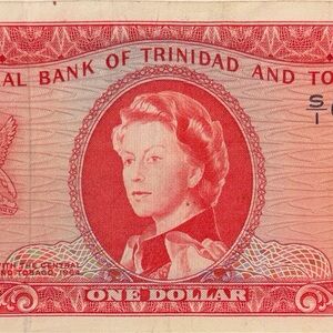 Vintage 1964 Trinidad and Tobago One Dollar Banknote - Red